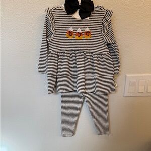 Charming Black and White Striped Kids Set with Boo Design